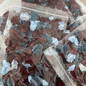 red and blue fake flower decorations for celebration